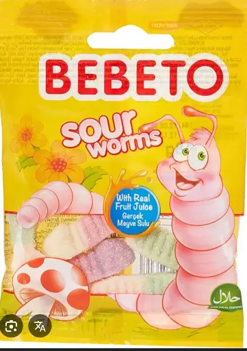 Bebeto Sour Worms Jelly Sweets 20G