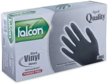 Falcon Black Vinyl Gloves Large 